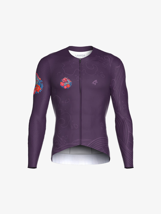 dragon soar men cycling jersey long sleeve purple