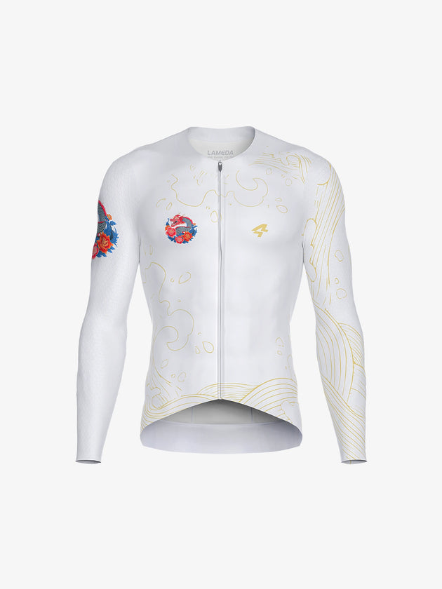 dragon soar men cycling jersey long sleeve white
