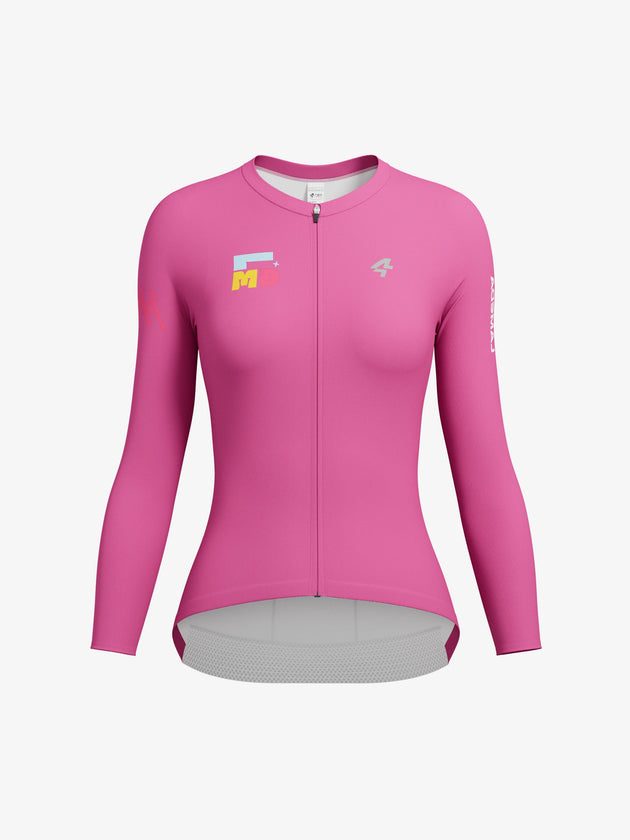 Enchanting women long sleeve cycling jersey pink