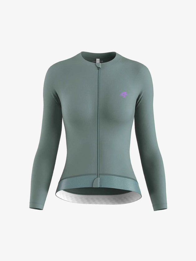 Ethereal Woman Cycling Jersey Long Sleeve - Gray Olive