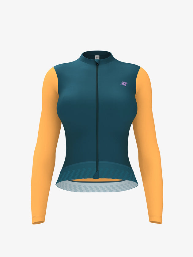 ethereal women long sleeve cycling jersey teal blend