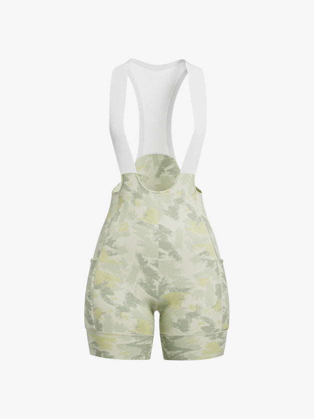 Floral Woman Cycling Bib Shorts - Aquatic Yellow