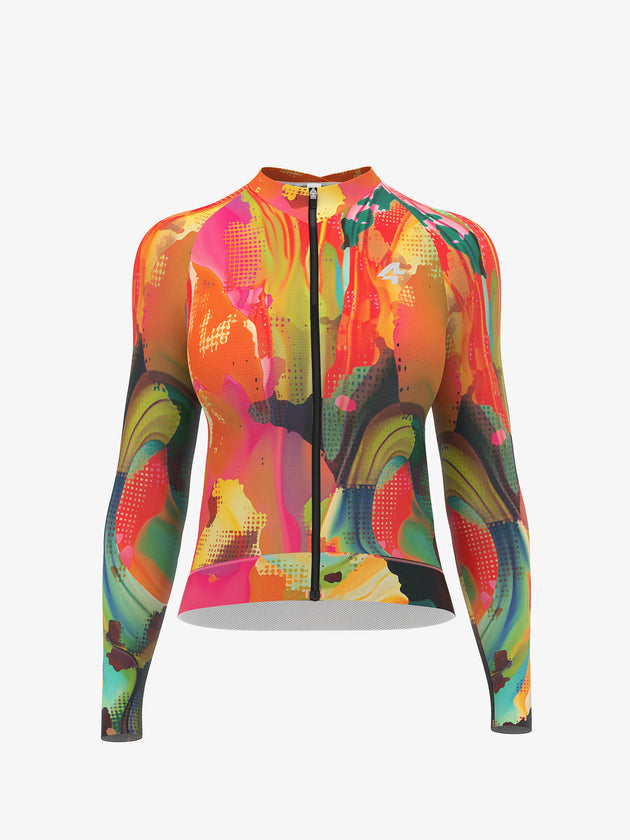 Hue women long sleeve cycling jersey smoky red