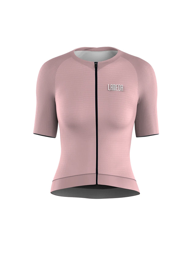 Neon pink women short sleeve cycling jersey