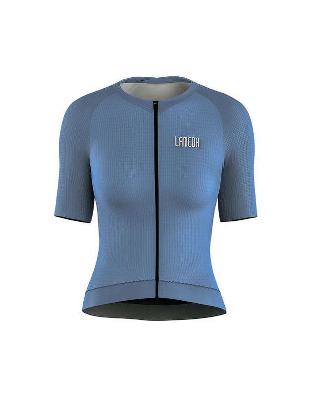 Neon blue women short sleeve cycling jersey