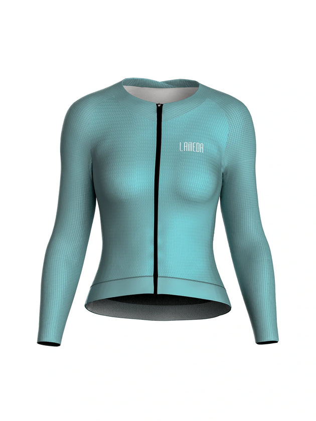 Neon women long sleeve cycling jersey neon green