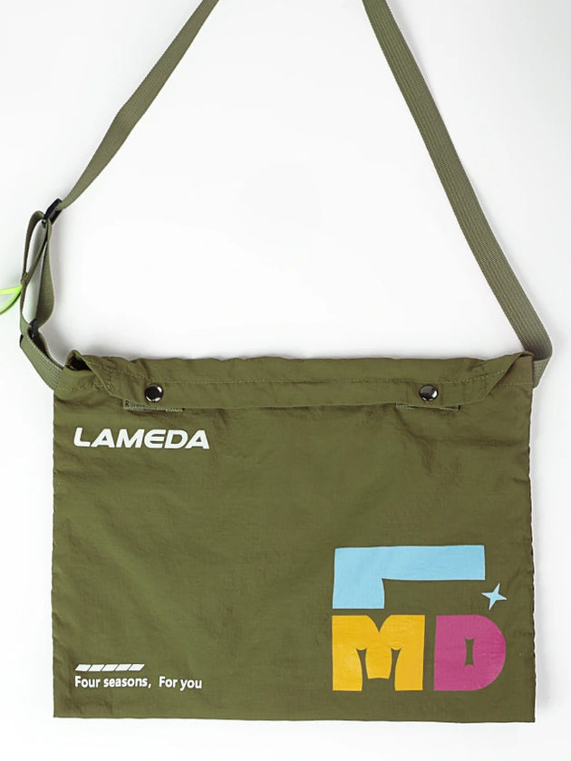LMD green messenger bag
