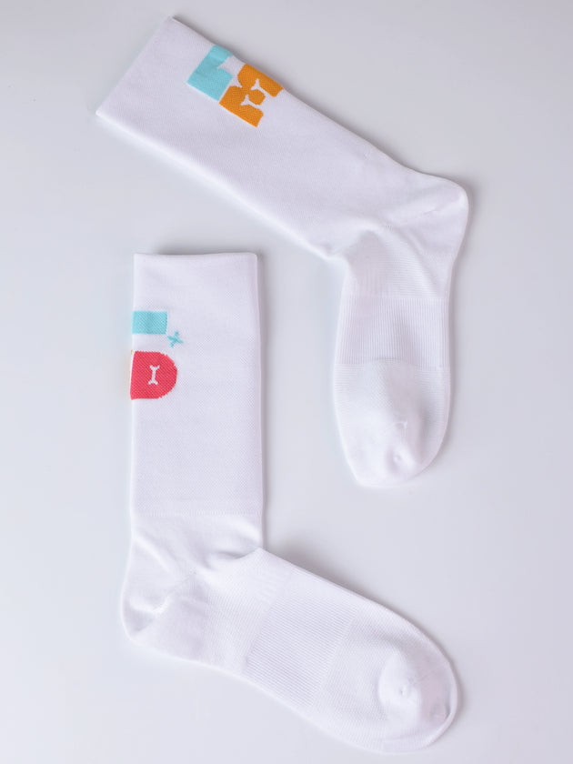 LMD white unisex sports socks