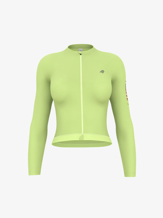 Quill women long sleeve cycling jersey pear yellow