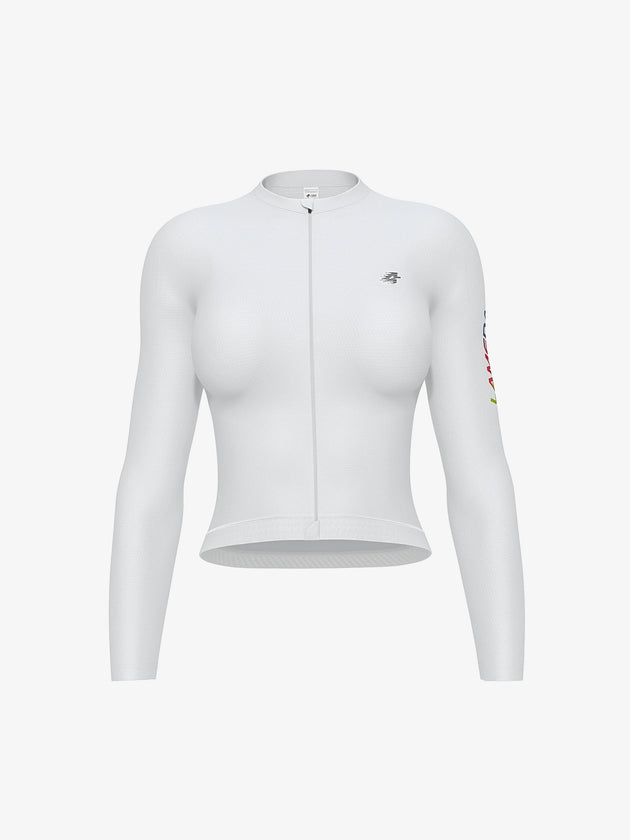 Quill women long sleeve cycling jersey white