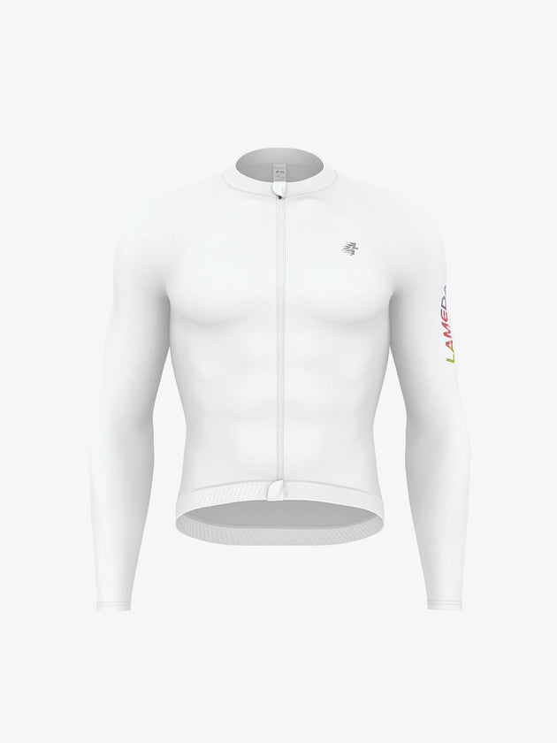 realm white long sleeve cycling jersey for men