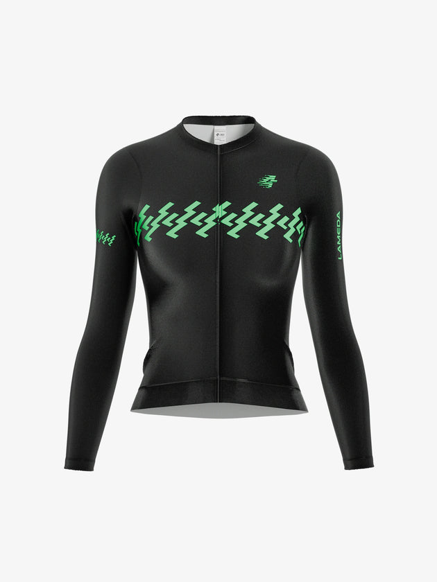 Slumber ink green long sleeve cycling jersey for women