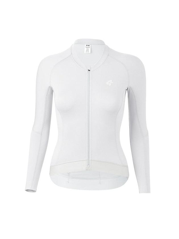 elite women white long sleeve cycling jersey
