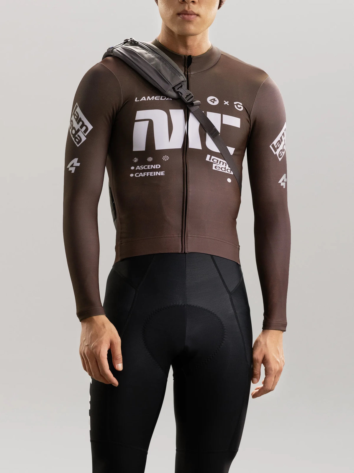 A*C Men's Thermal Fleece Cycling Jersey - Coffee