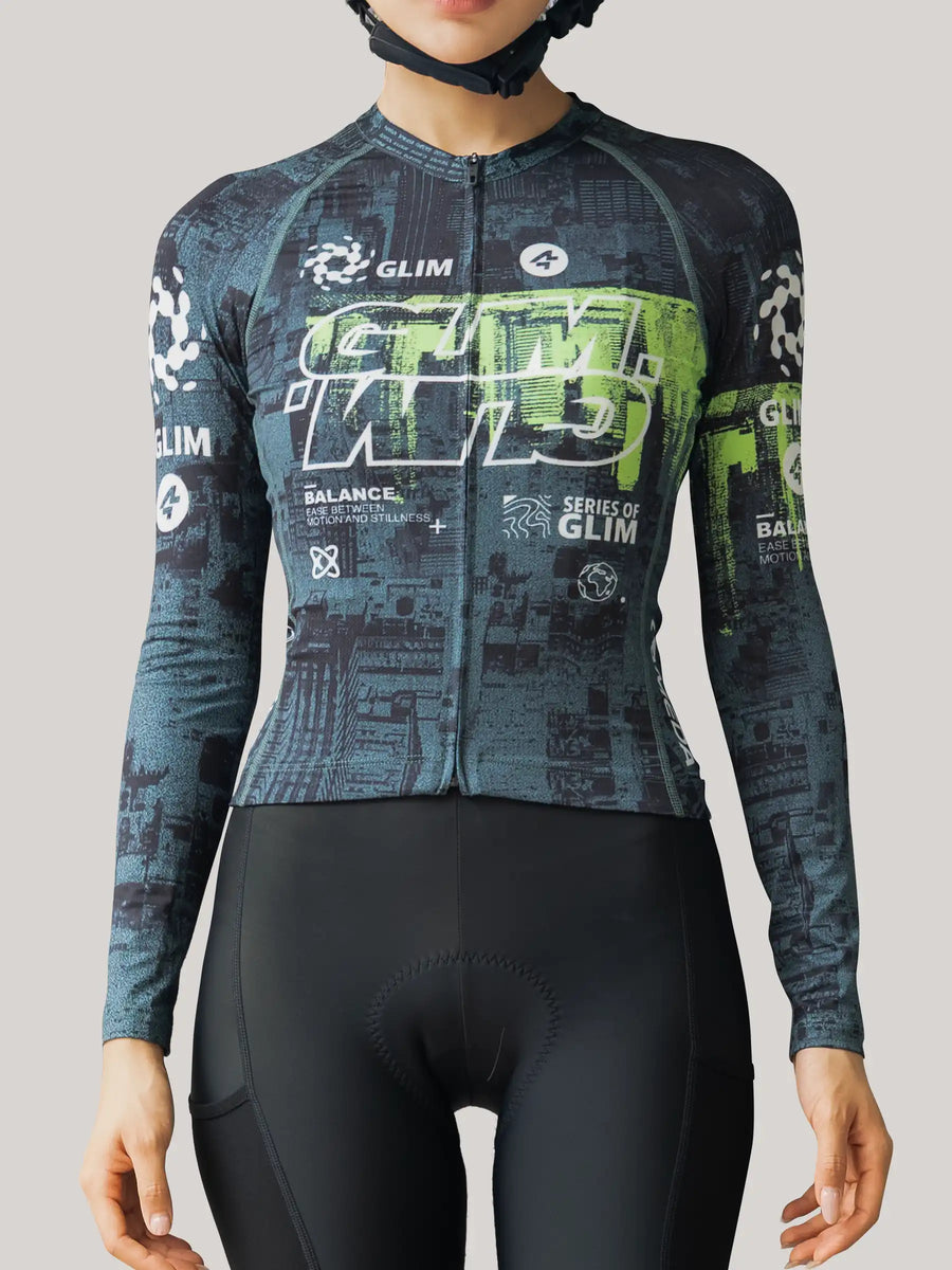 Glimscape Unisex-Radtrikot Langarm - Schwarz