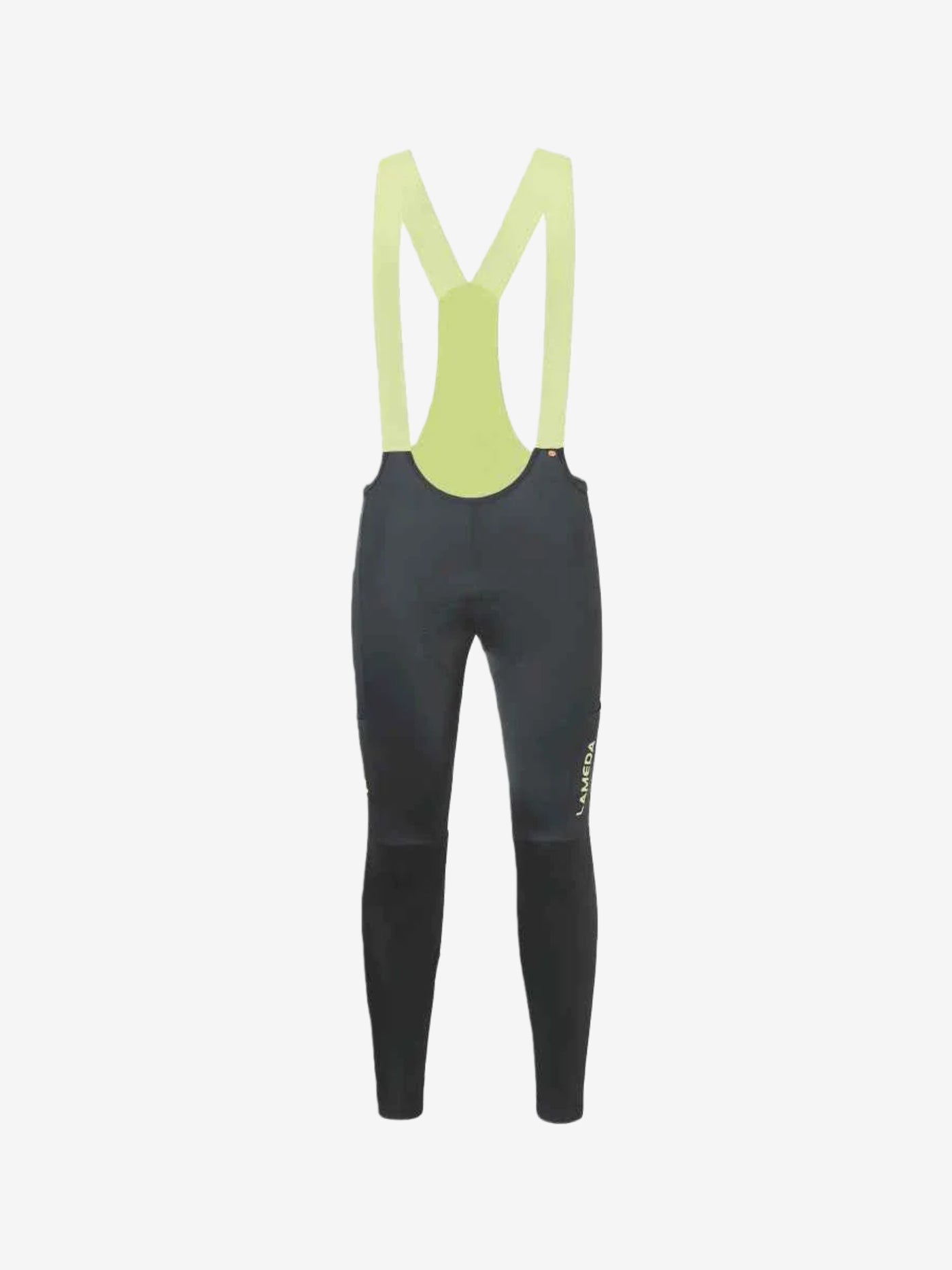 LAMEDA 20-årsjubileumsspecial herrars cykelbib-tights i svart med neongröna elastiska gränssnittshängare och logo