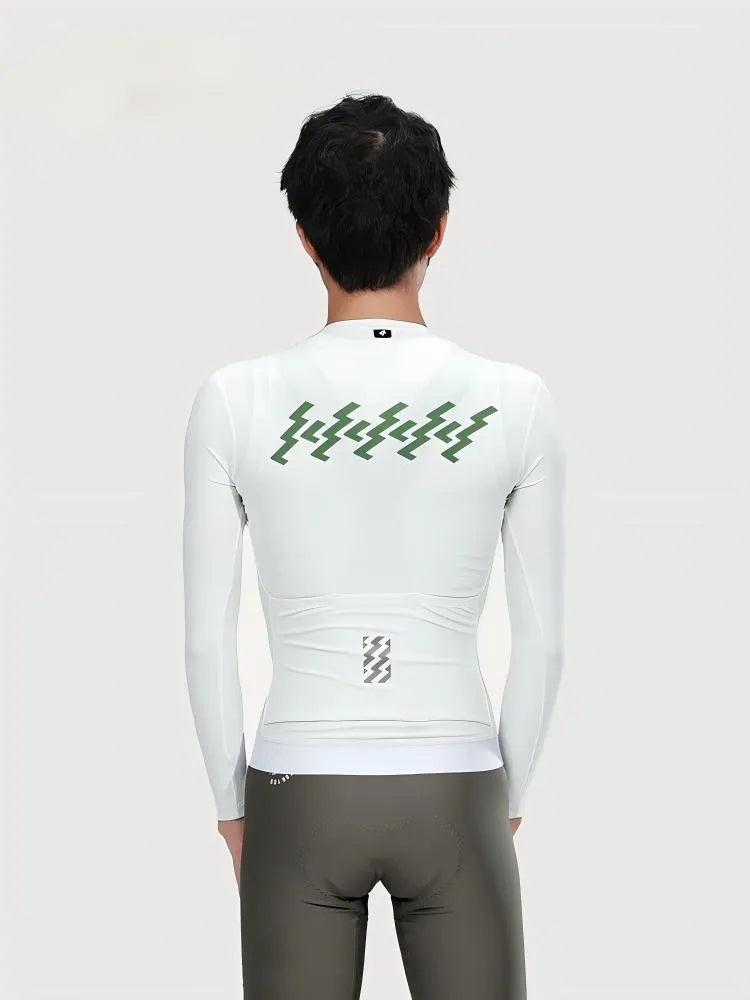 Verde Maglia da Ciclismo Uomo a Manica Lunga - Nuvola Fulmine