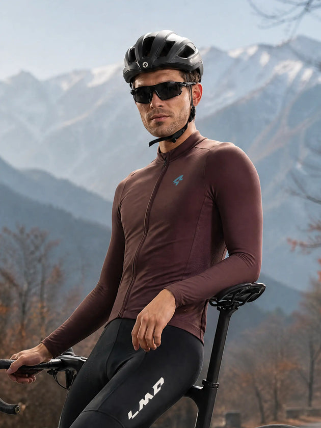 8848 Men's Lightweight Thermal Cycling Jersey - Brown