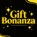 Promotional graphic with 'Gift Bonanza' text on a black background with gold accents.