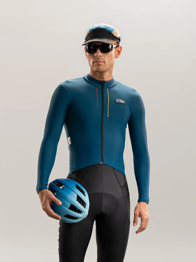 Sunstride Men's Thermal Fleece Cycling Jersey - Blue