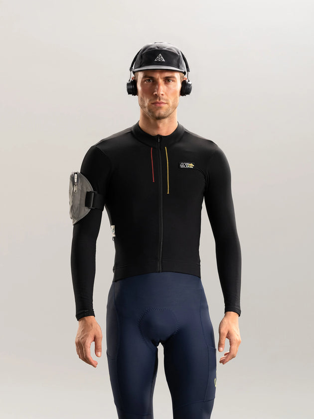 Sunstride Men's Thermal Fleece Cycling Jersey - Black
