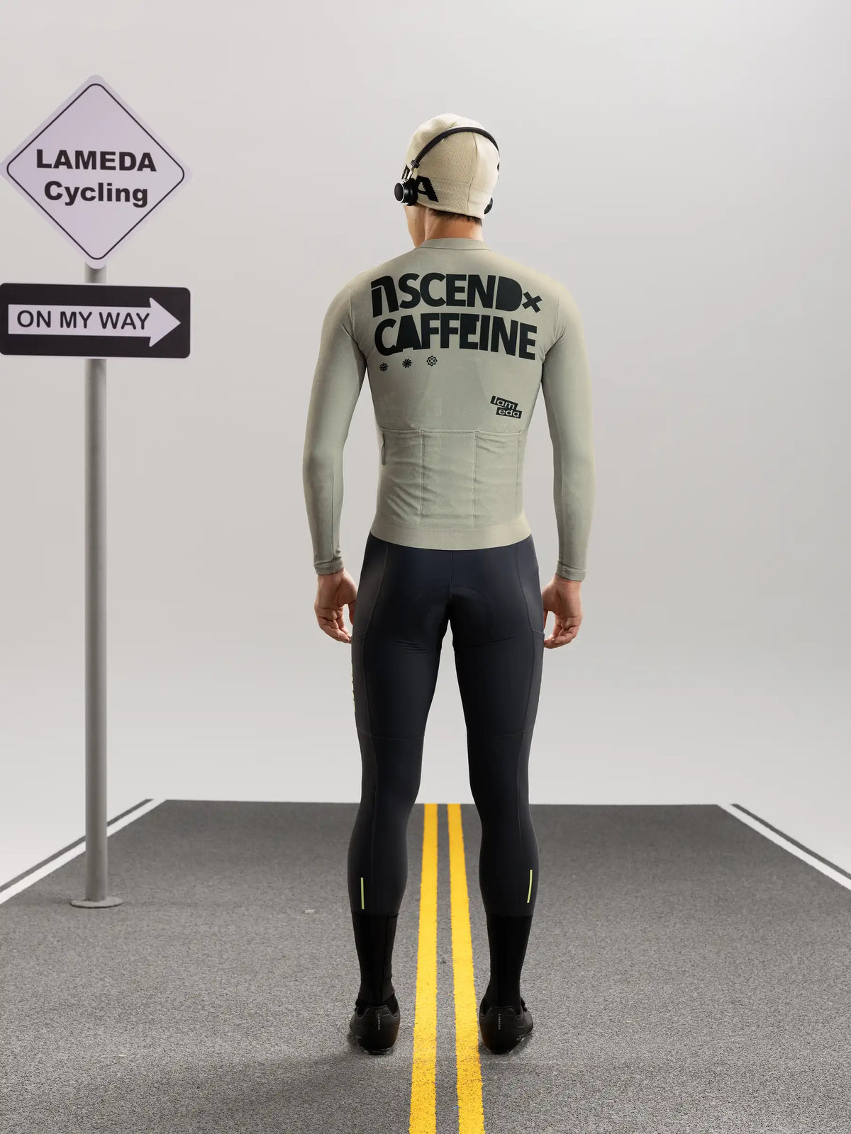 A*C Men's Thermal Fleece Cycling Jersey - Gray Green