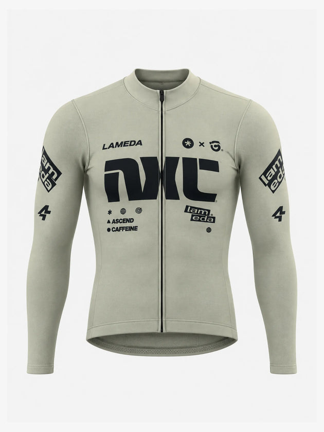A*C Men's Thermal Fleece Cycling Jersey - Gray Green