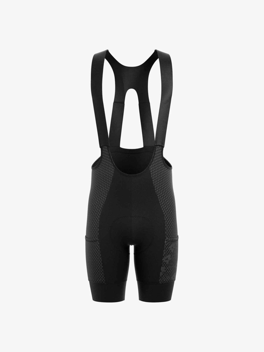 Azure drift men cycling bib shorts in black feature jacquard fabric with breathable mesh panels and sleek form-fitting design