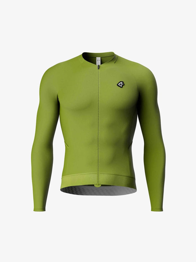Azure Flow Men Cycling Long Sleeve Jersey - Grass Green
