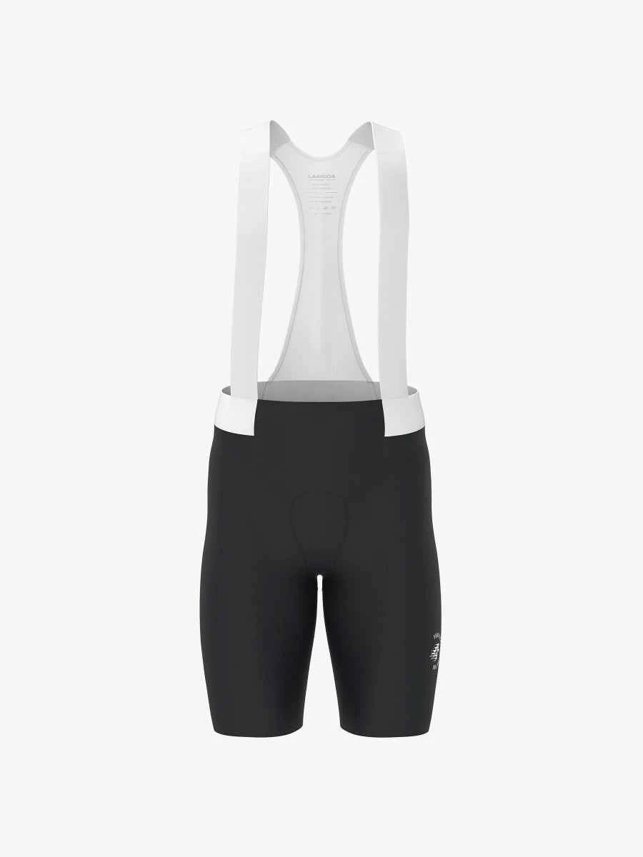 Lameda dash men cycling bib shorts in black with white suspenders and adjustable waistband for optimal fit