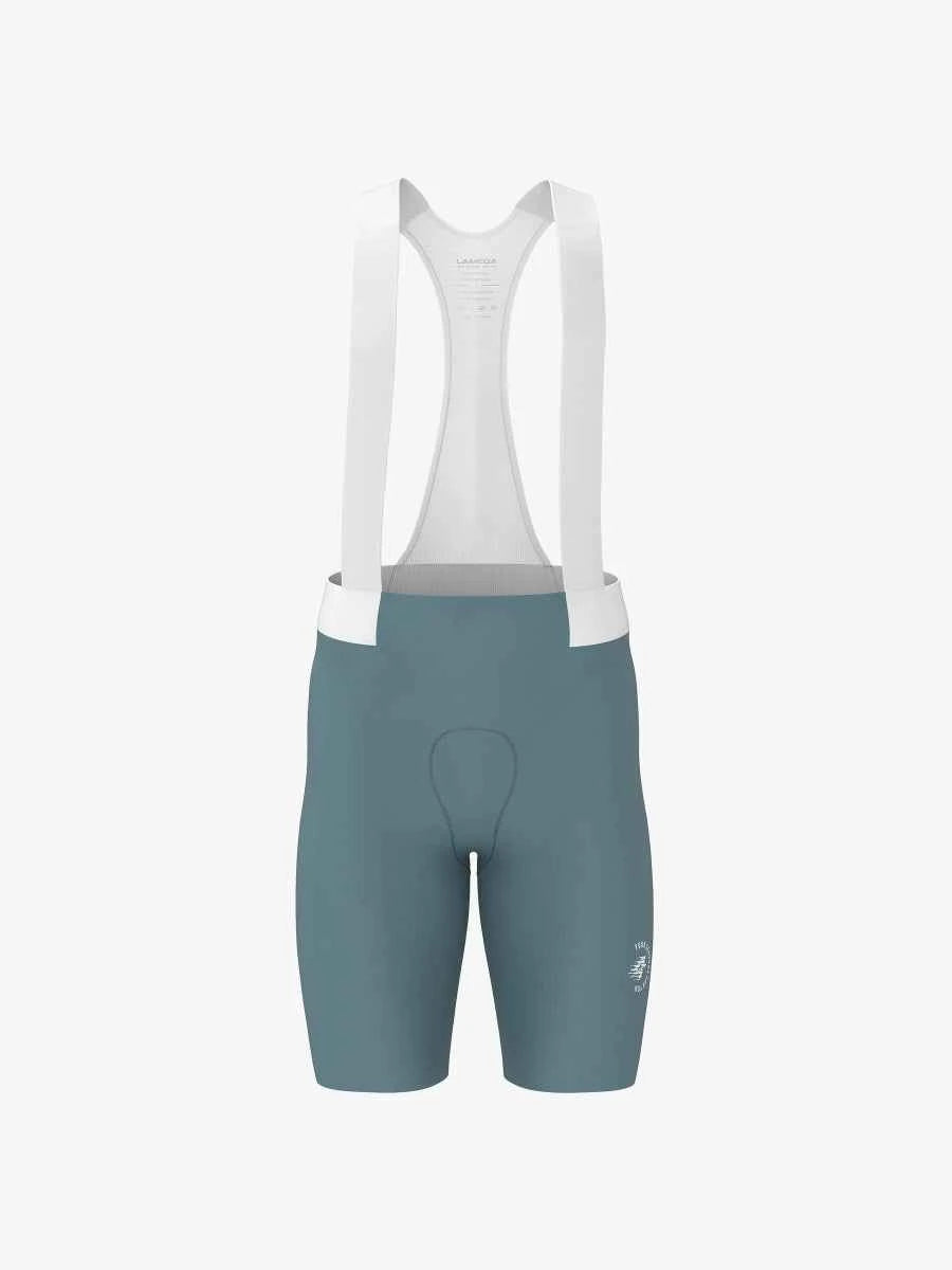 Dash herr cykelbibshorts i disblå med vita justerbara hängremmar och vadderat sittområde för män från LAMEDA Dash