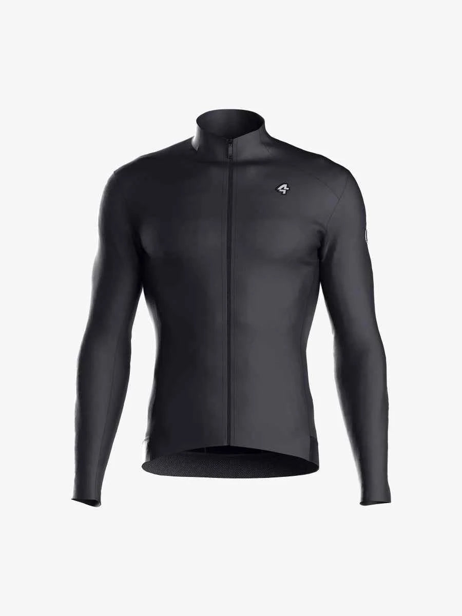 Svart LAMEDA dragon långärmad herrcykeltröja med högt krage och logo på bröstet för användning vid 0-15°c 32-59°f