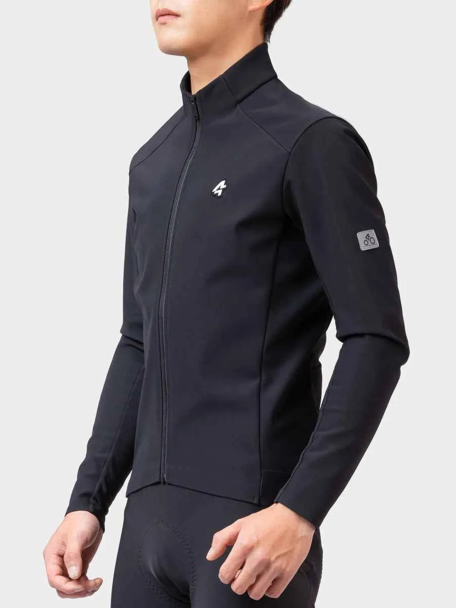 Svart LAMEDA dragon herrarnas cykeljacka med slank formpassad design och diskret vit logotyp för 0-15°c 32-59°f