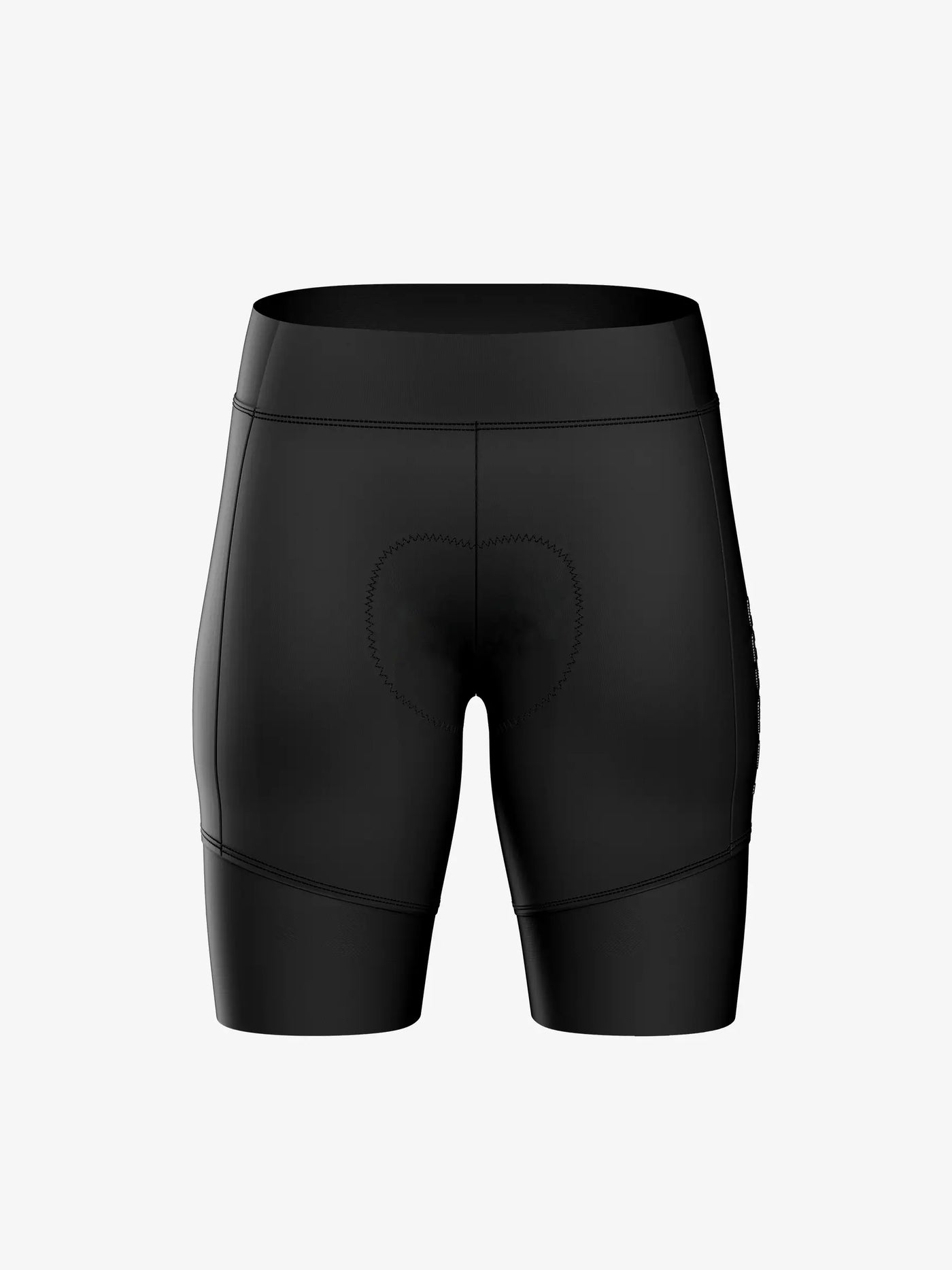 Black dazzling men’s cycling shorts with padded seat area and sleek form-fitting design for basic men’s cycling