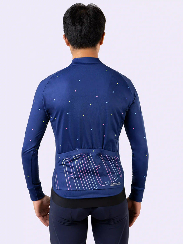 ダスクメン サーマルサイクリングジャージ - ネイビー ドット柄