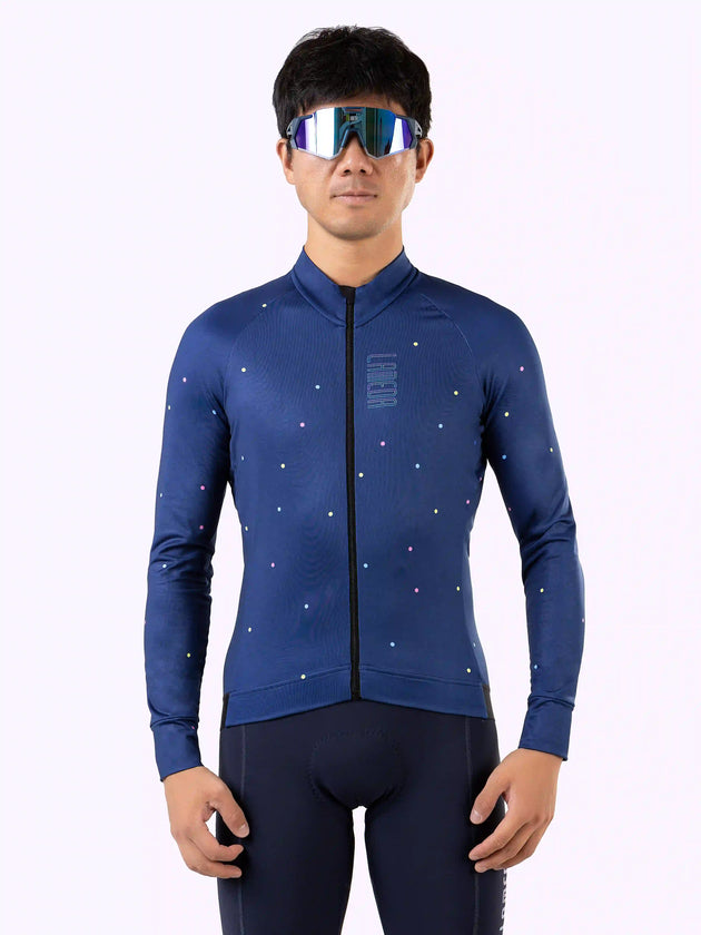 ダスクメン サーマルサイクリングジャージ - ネイビー ドット柄
