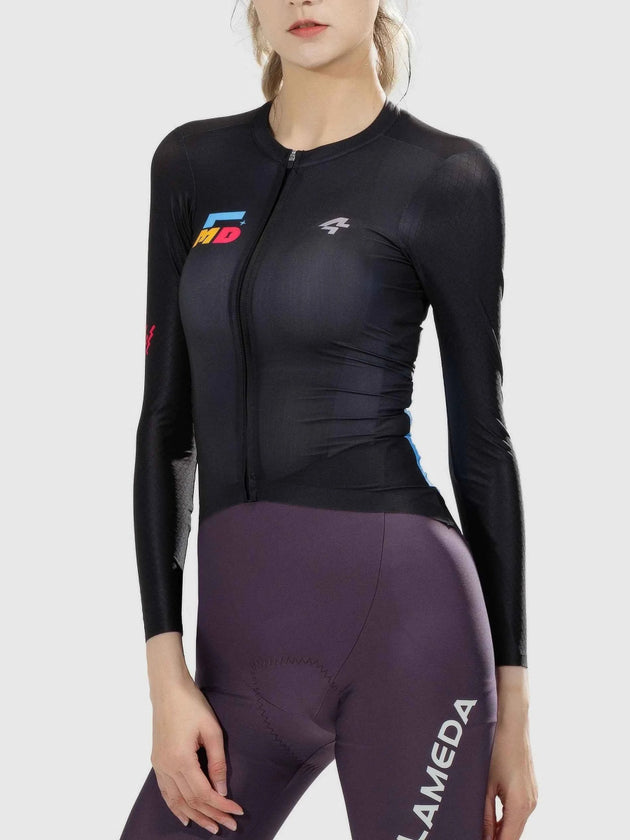 Enchanting Frauen Radfahren Jersey lange Ärmel - Schwarz