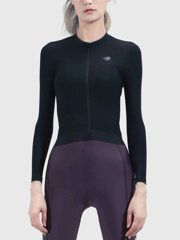Ätherische Frau Radfahren Jersey lange Ärmel - schwarz