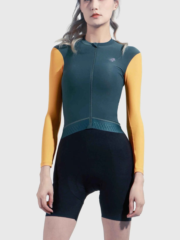Ätherische Frau Radfahren Jersey lange Ärmel - Teal Blend