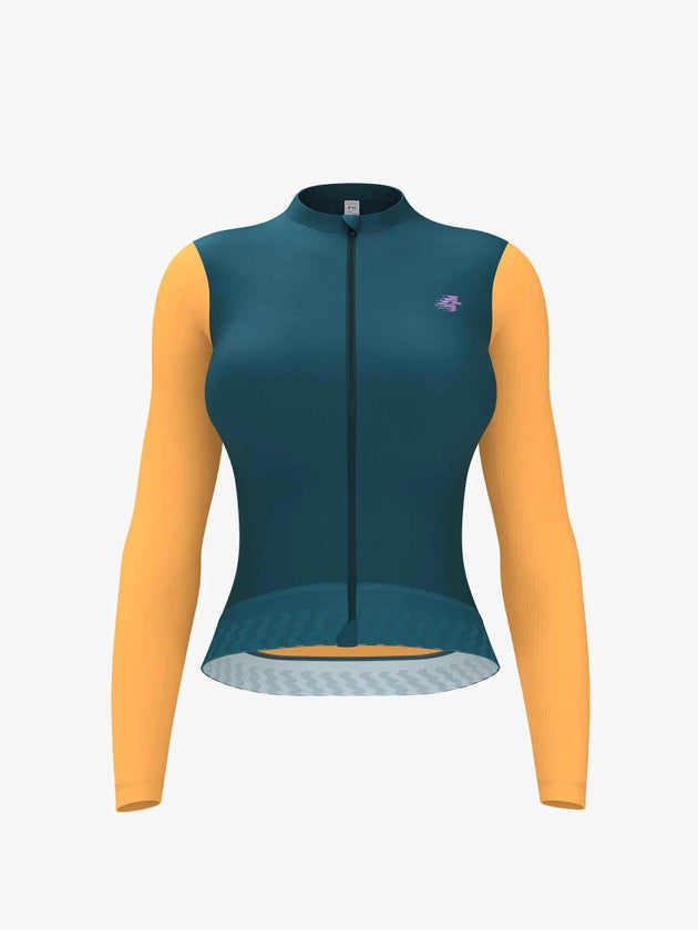 Ätherische Frau Radfahren Jersey lange Ärmel - Teal Blend