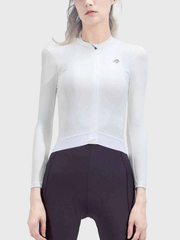 Ätherische Frau Radfahren Jersey lange Ärmel - weiß