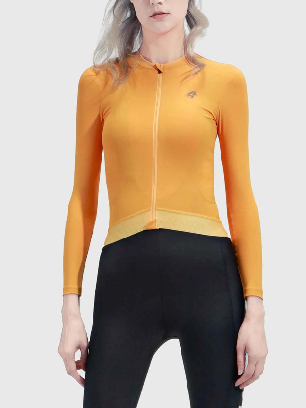Ätherische Frau Radfahren Jersey lange Ärmel - gelb
