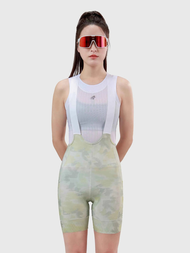 Floral Woman Cycling Bib Shorts - Aquatic Yellow