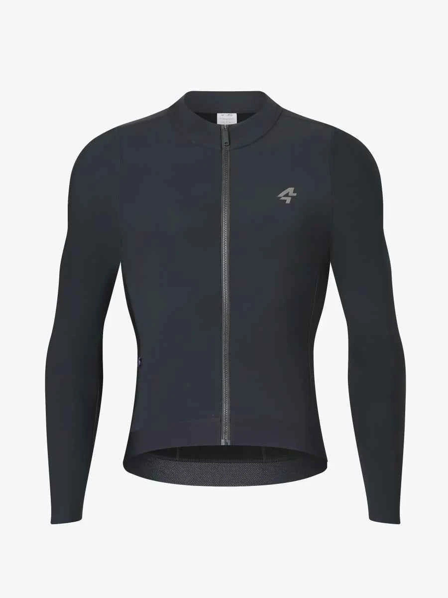 Svart freeze 20:e årsjubileumsspecial herr fleecefodrad termisk cykeltröja med hel dragkedja och grå logo för användning vid 5-10°C