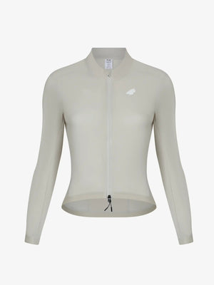 Sleek off-white freeze 20th anniv special women’s lameda cycling windbreaker with full zipper and 4-way stretch fabric