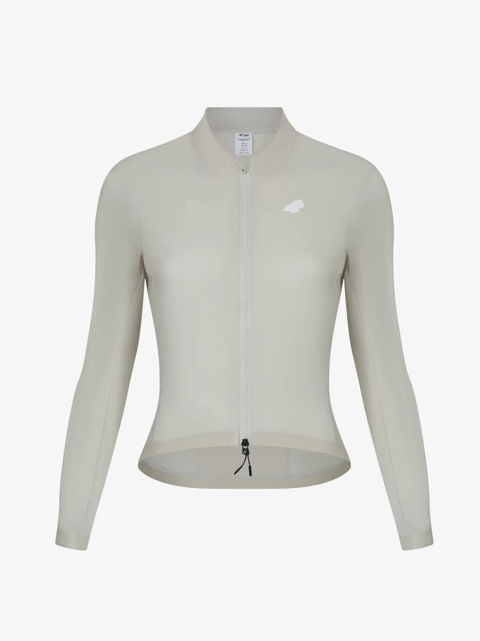 Sleek off-white freeze 20th anniv special women’s lameda cycling windbreaker with full zipper and 4-way stretch fabric