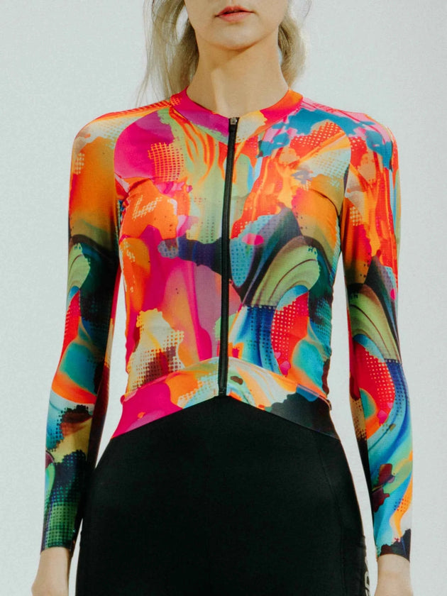 Hue Frauen Radfahren Jersey lange Ärmel - Smoky Red