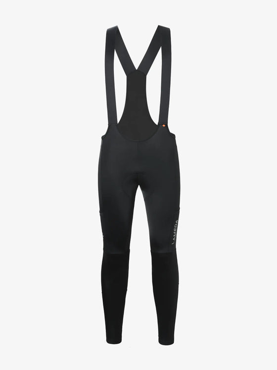 Black lameda men’s winter bib tights with elastic interface padded seat and sleek form-fitting design