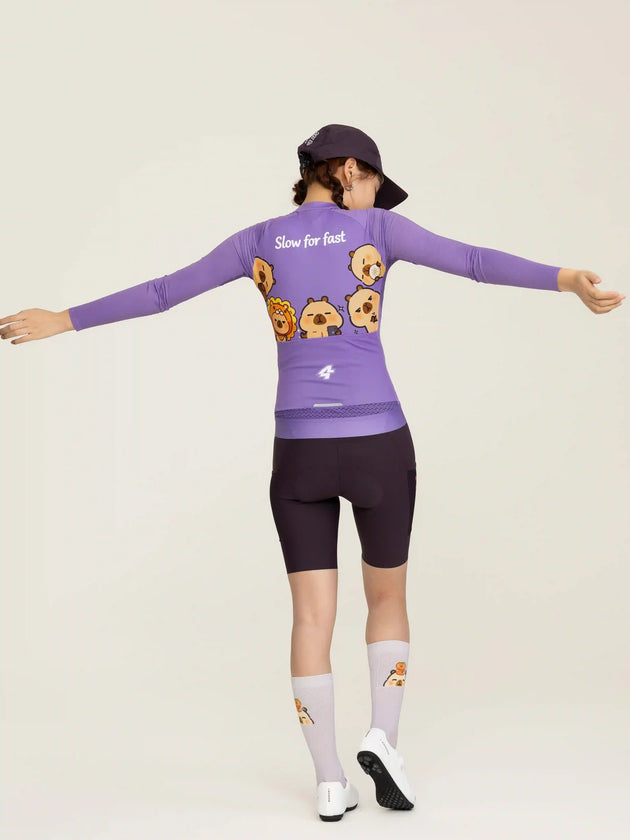 LAMEDA x Capybara Unisex Cycling Jersey Long Sleeves - 5 Crew Purple