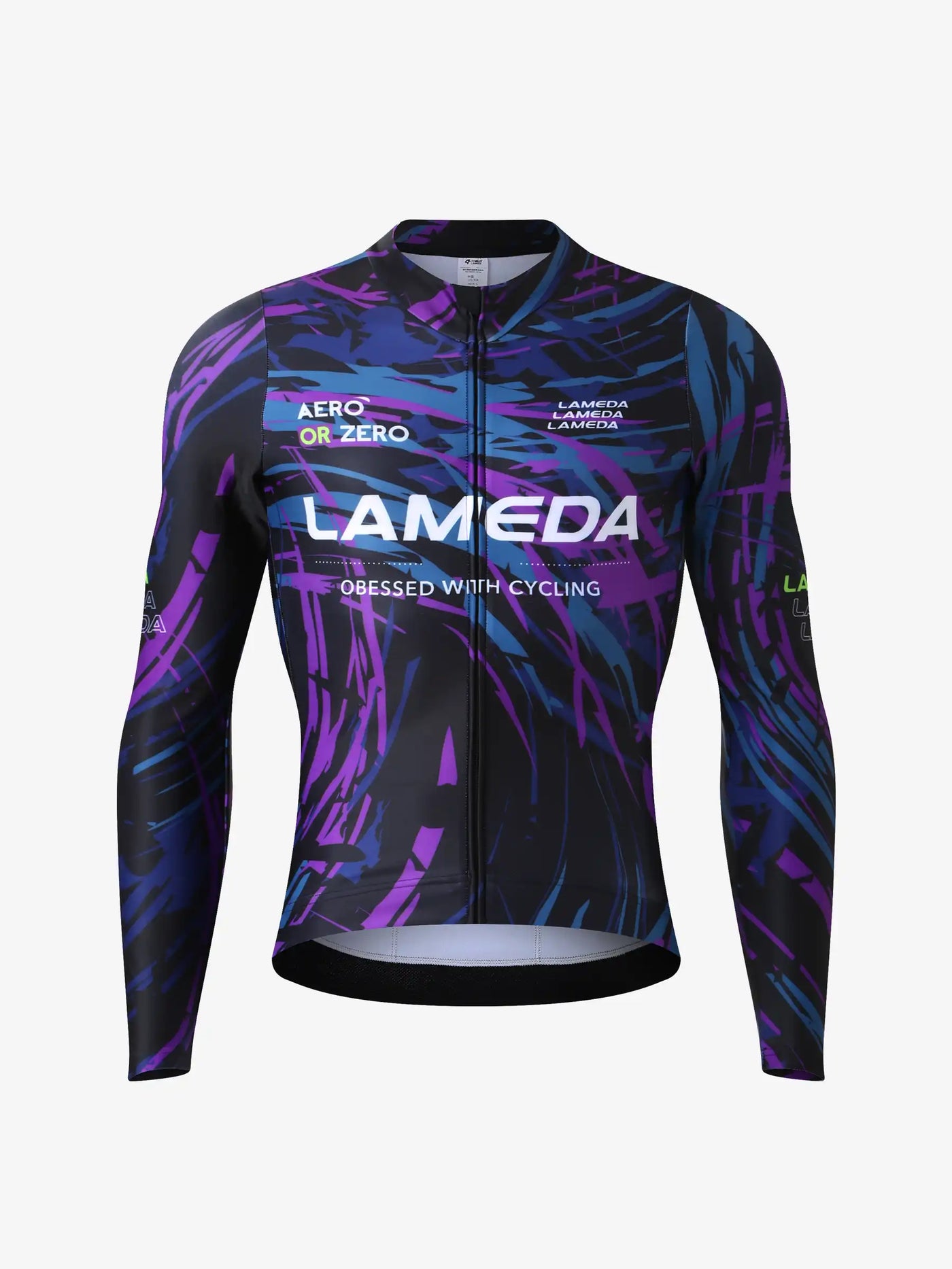 Livlig lila och svart unisex fleecefodrad termisk cykeltröja z808 med vattenavvisande tyg och LAMEDA-märkning